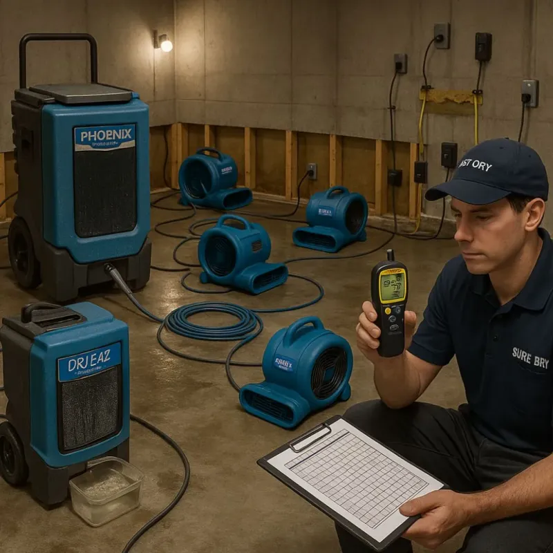 Structural Drying and Dehumidification process in Bullard, TX